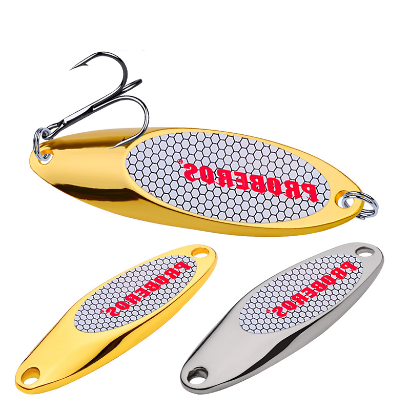Fishing Hook Treble - Metall-Löffel-Angelköder 3g-60g, Weitwurf-Hartköder mit Dreifachhaken, Gold,