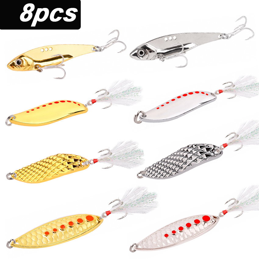 8 Teile/satz Locken Metall Spi – Fishing Hook Treble Bewertung und Preis